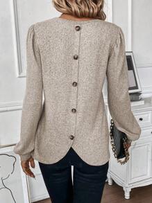 SHEIN LUNE 女士燈籠袖t卹 - 杏色 - 查看 2