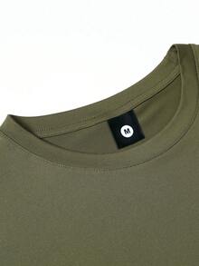 Men's Regular Fit Long Sleeve T-shirt With Letter & Cat Print For Spring And Autumn - Army Green - View 6