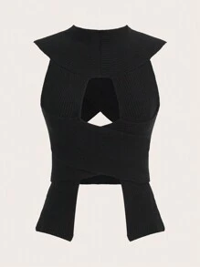 SHEIN ICON Dệt kim Dây đeo Áo - màu đen - Xem 1