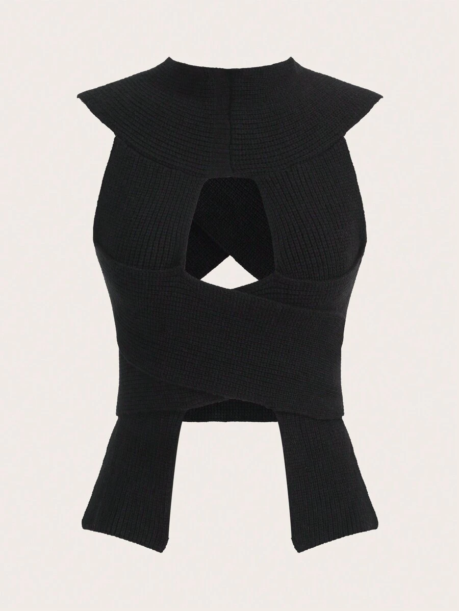 SHEIN ICON Dệt kim Dây đeo Áo - màu đen - Xem 1