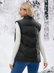 SHEIN Maternity Single Breasted Vest Coat, For Winter