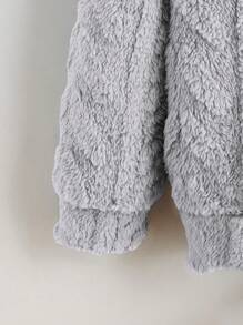 SHEIN 男童纯色泰迪熊卫衣 - 灰色 - 查看 3