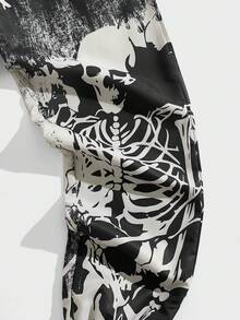 ROMWE MEN Goth 男裝字母和骷髏印花束口腰長褲 - 彩色 - 查看 3