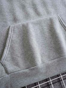 Sudadera Con Capucha De Talla Grande Para Hombre Con Estampado De Letras - Gris - Ver 4