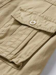 Manfinity Homme Men's Cargo Shorts With Belt - Khaki - View 3