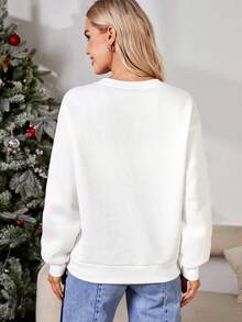 SHEIN LUNE Heart & Letter Graphic Drop Shoulder Sweatshirt - White - View 2