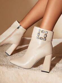 SheIn SXY 女式踝靴和短靴 - 杏色 - 查看 5