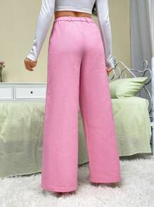 SHEIN EZwear Slogan Graphic Wide Leg Pants