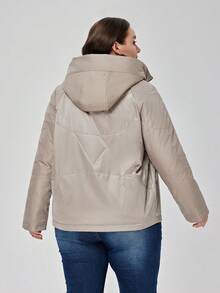 Astrid Áo khoác có mũ trùm đầu màu trơn tay raglan cỡ lớn cho nữ, mùa đông - Lạc đà - Xem 2