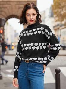 SHEIN Frenchy Women's Heart Pattern Sweater