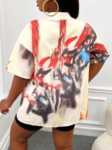 Slaydiva Plus Tie Dye Drop Shoulder Shirt - Multicolor - View 2