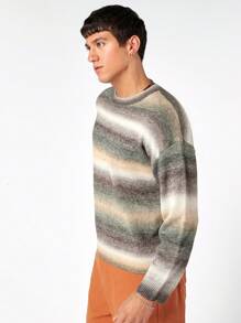 Manfinity VCAY Suéter holgado de punto jaspeado con caída en los hombres - Multicolor - Ver 3