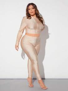 SHEIN SXY Haut Court Et Leggings Avec Détails En Strass Pour Le Nouvel An