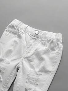 Young Boy Solid Ripped Jeans - White - View 4