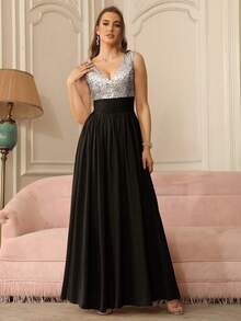 BABYONLINE D.R.E.S.S. Simple & Romantic Sequined Chiffon Evening Dress - Black - View 5