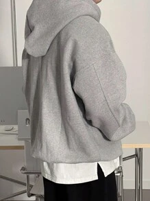DAZY Men's Solid Color Casual Hoodie,Fall Clothes - Light Grey - View 2