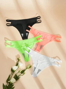 4件側邊鏤空無痕內褲套裝 - 彩色 - 查看 2