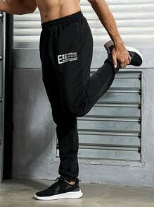 Manfinity Sport Corelite Quần thể thao nam thiết kế dây rút có in chữ Boyfriend Style - màu đen - Xem 5