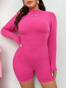 SHEIN EZwear 女士高領連體褲 - 玫紅色 - 查看 5