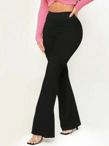 SHEIN SXY Của phụ nữ Màu thuần Quần loe - màu đen - Xem 5