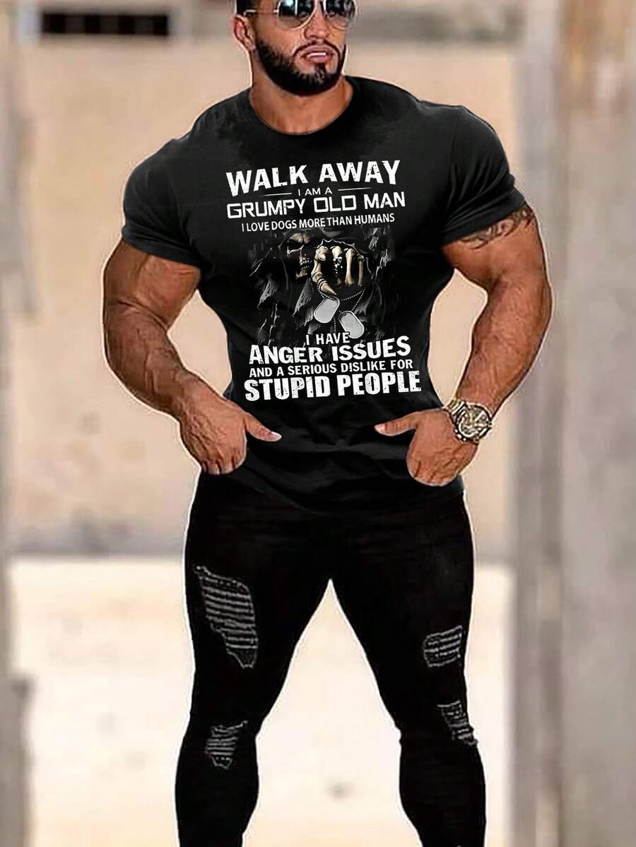 Nam Giải trí Áo thun Với Và Hình đầu lâu - màu đen - Xem 1