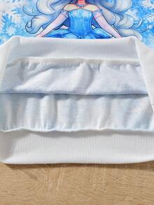 SHEIN Tween Girls' Princess Snowflake Printed Sweatshirt And Sweatpants Set - Blue - View 4