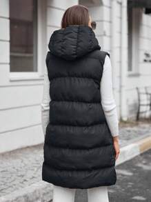 EURMUSE Zipper Front Hooded Padded Jacket - Multicolor - View 2