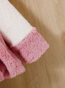 SHEIN Baby Girl Two Tone Fluffy Peplum Coat - Beige - View 9