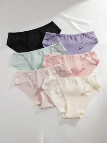 5pcs/set Women's Lace Patchwork Triangle Panties - Multicolor - View 5