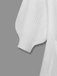 SHEIN LUNE Áo khoác cardigan trễ vai cỡ lớn có hai túi dành cho nữ, dùng cho mùa đông - trắng - Xem 3