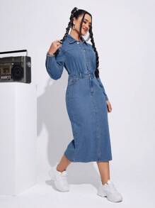 SHEIN EZwear Damski Dżins Strona Szczelina Sukienki