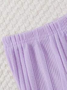 SHEIN 2pcs/set Comfortable Casual Daily Wear Warm Outfit For Baby Girls - Purple - View 6