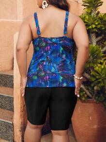 SHEIN Swim Curve 大码全印花背心分体泳衣 - 彩色 - 查看 2