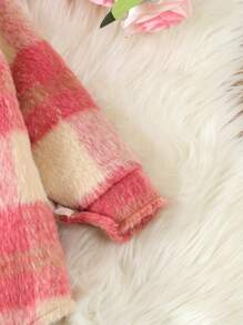 女嬰休閒帶格紋粉色羊毛外套 - 粉色 - 查看 5