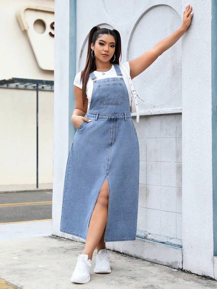 shein denim dress Denim called it wanted to remind everyone whos really timeless. ,  This jean dress understood the assignment, and now Im out here acting like  every sidewalk is a runway. , Dress: @shein, Happy