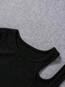 適合少女穿著的實色空心背心，時尚、簡潔且實穿的空心設計，高質感的面料，適合搭配穿著 - 黑與白 - 查看 7