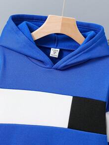 SHEIN 2入組男孩長袖連帽衛衣和長款長褲,運動和閒暇