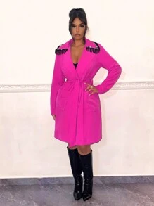 SHEIN SXY Women'S Regular Jacket For Club And Sexy Dressing In New Year - Hot Pink - View 4