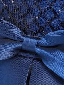 Cô gái Sáng bóng Long lanh Bowknot Đầm Party - Màu xanh hải quân - Xem 3