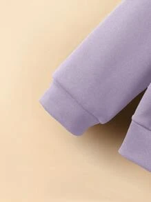 SHEIN Cô gái Tween Đồ họa Chữ cái Áo Hoodie & Quần thể thao - Màu tím - Xem 5