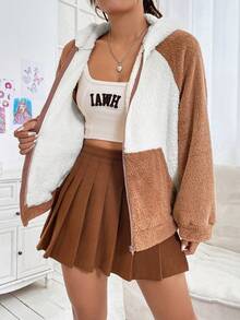 SHEIN EZwear Women's Contrast Hooded Jacket - Multicolor - View 5