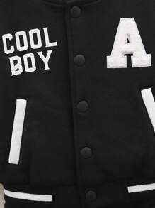 SHEIN 兒童休閒棒球夾克和長褲套裝,配有拼色設計 - 彩色 - 查看 4