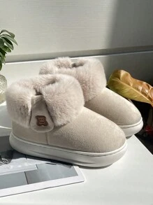 Women's Faux Fur Lined Snow Boots, Warm And Fashionable For Indoor And Outdoor Wear In Autumn/Winter,Fluffy Slippers - Beige - View 2