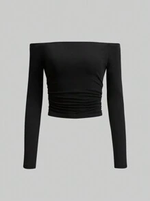 SHEIN Unity 露肩褶邊t恤 - 彩色 - 查看 5