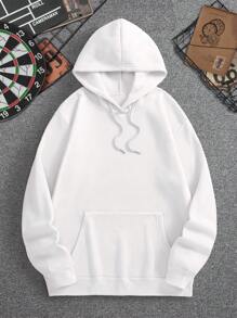 Áo hoodie in họa tiết bướm và chữ có lót nhiệt cho nam - trắng - Xem 2