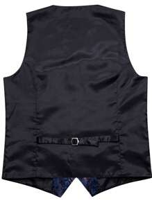 Men's Jacquard Suit Vest - Blue - View 2