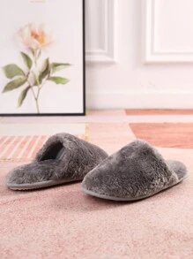 清仓促销 柔软蓬松家居拖鞋 - 灰色 - 查看 1