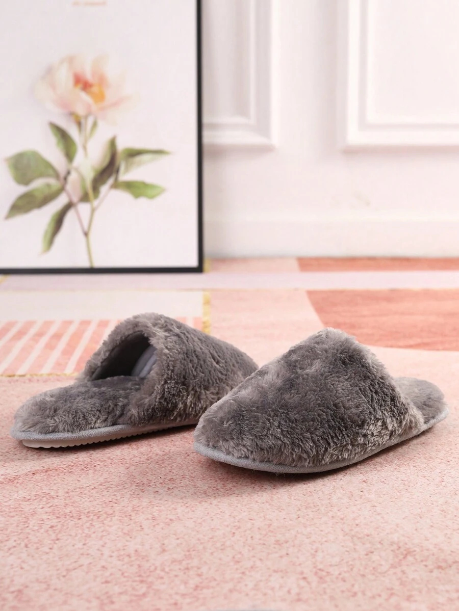 清仓促销 柔软蓬松家居拖鞋 - 灰色 - 查看 1