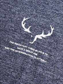 GENTILAND Men 2pcs Antler & Letter Graphic Tee - Multicolor - View 8