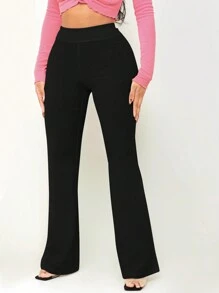 SHEIN SXY Của phụ nữ Màu thuần Quần loe - màu đen - Xem 3